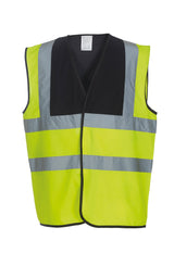 Yoko Hi-Vis 2-Band-And-Braces Waistcoat - Black Yoke/Yellow