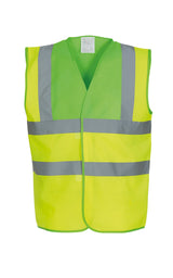 Yoko Hi-Vis 2-Band-And-Braces Waistcoat (Hvw100) - Lime Yoke/Yellow