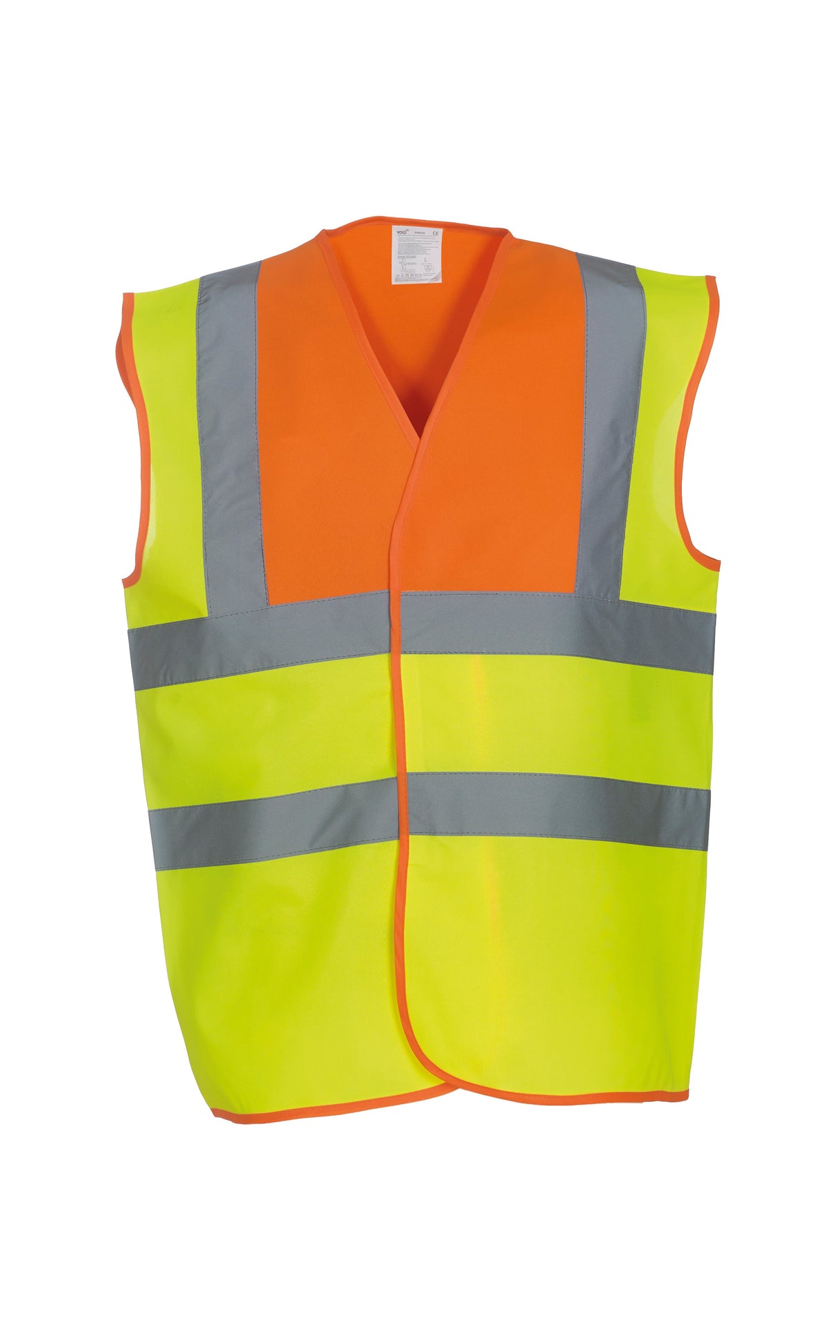 Yoko Hi-Vis 2-Band-And-Braces Waistcoat (Hvw100) - Orange Yoke/Yellow