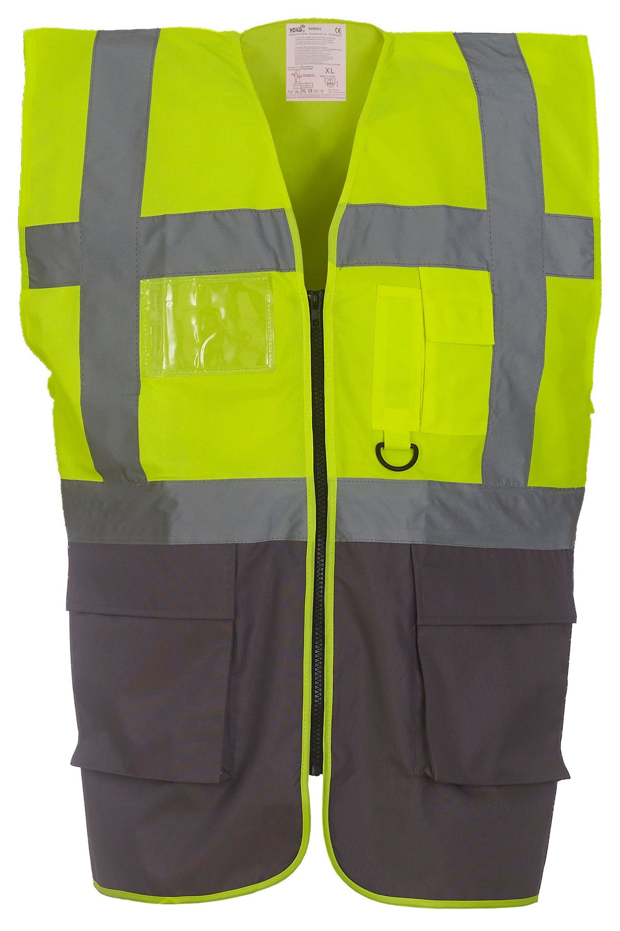 Yoko Multifunctional Executive Hi-Vis Waistcoat - Yellow/Grey