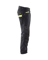 Blaklader Service Trousers with Stretch 1495 #colour_black-hi-vis-yellow