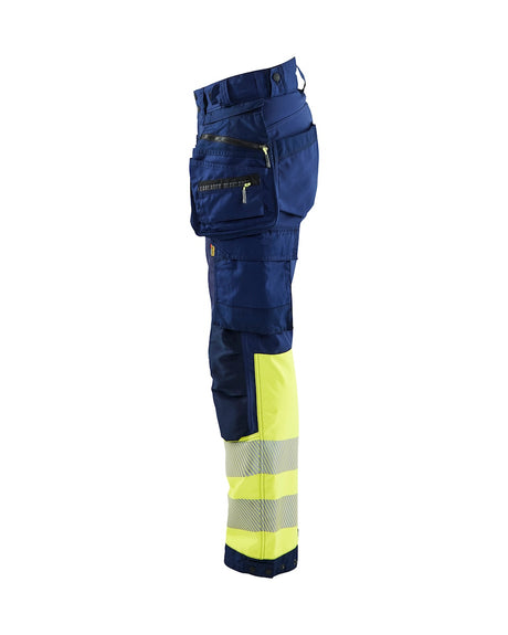 Blaklader Softshell Hi-Vis Trousers Women 7114 #colour_navy-blue-hi-vis-yellow