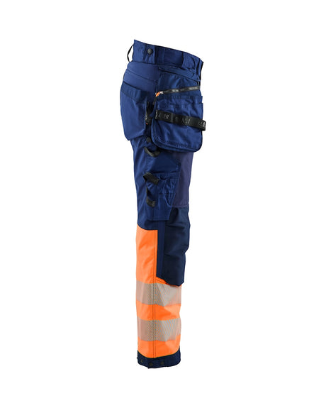 Blaklader Softshell Hi-Vis Trousers Women 7114 #colour_navy-blue-orange