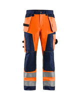 Blaklader Hi-Vis Craftsman Trousers 1568 - Orange/Navy Blue