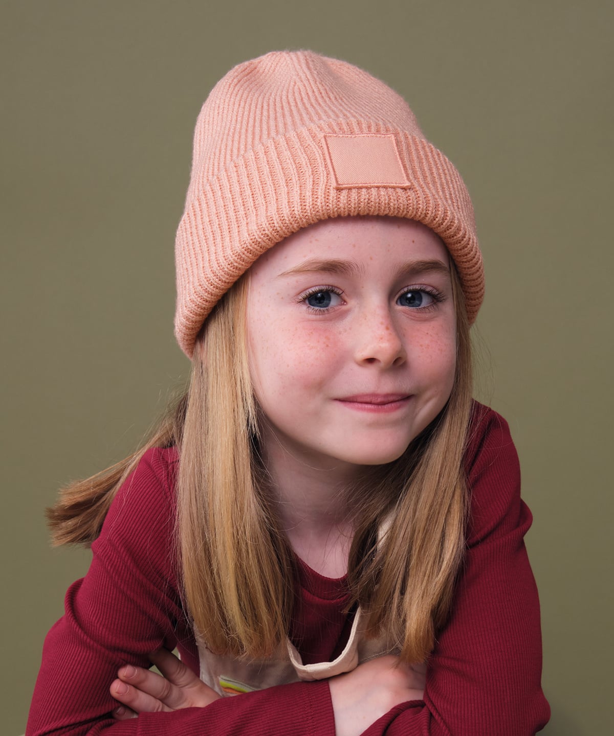 Beechfield B336B Kids Deep Cuffed Tonal Patch Beanie