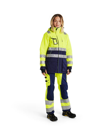 Blaklader Women's Hi-Vis Winter Parka 4472 #colour_hi-vis-yellow-navy-blue