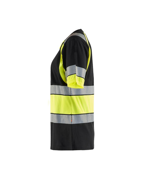 Blaklader Women's Hi-Vis T-Shirt 3410 #colour_black-hi-vis-yellow