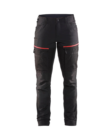 Blaklader Women's Service Trousers with Stretch 7166 #colour_black-red