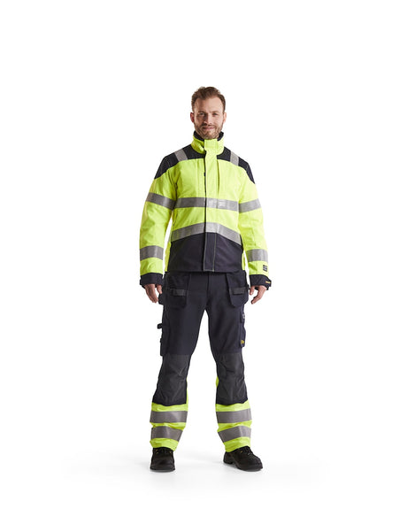 Blaklader Multinorm Inherent Trousers 1489 #colour_navy-blue-hi-vis-yellow