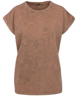 Build Your Brand Women's Acid Washed Extended Shoulder Tee