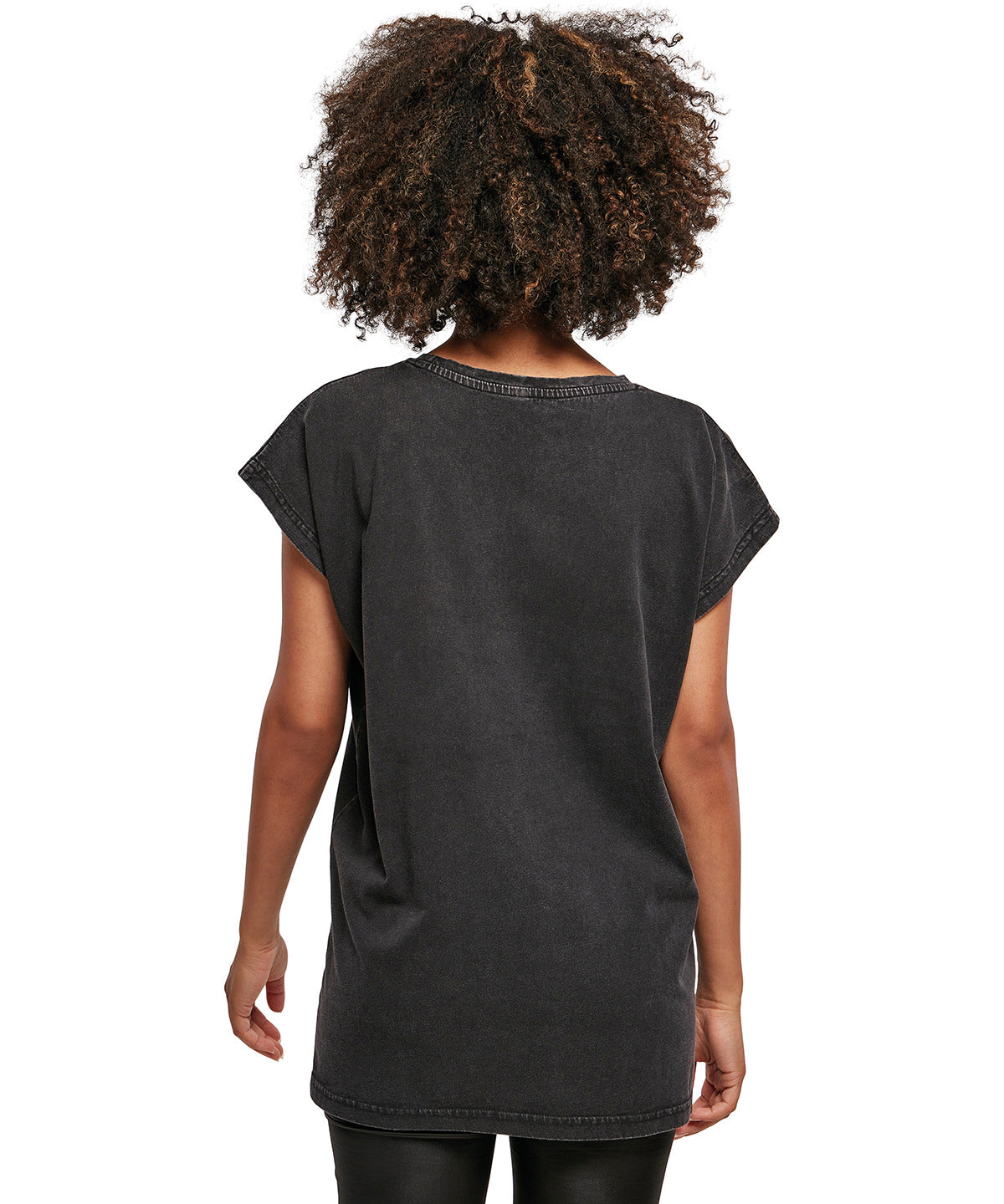 Build Your Brand Women's Acid Washed Extended Shoulder Tee