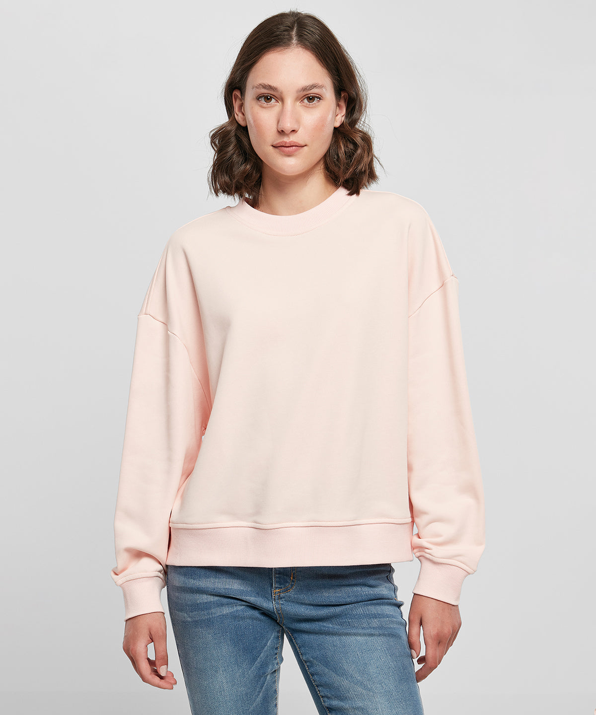 Build Your Brand Women's Oversized Crew Neck Sweatshirt