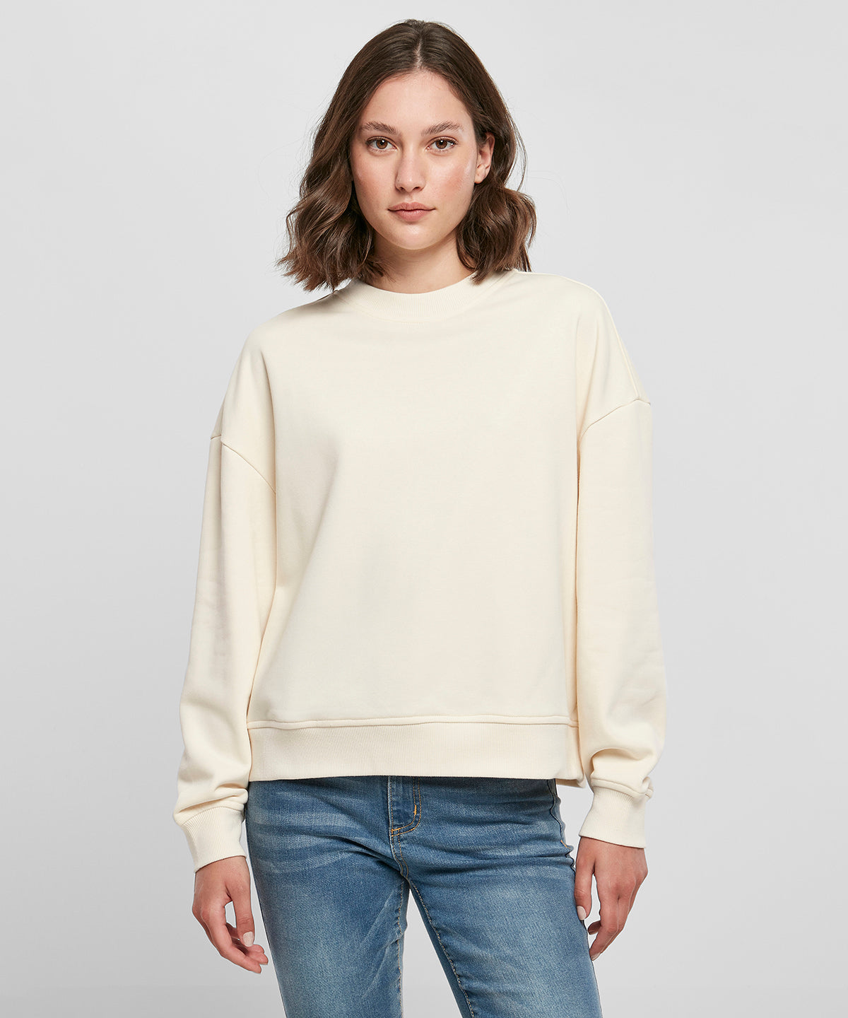 Build Your Brand Women's Oversized Crew Neck Sweatshirt