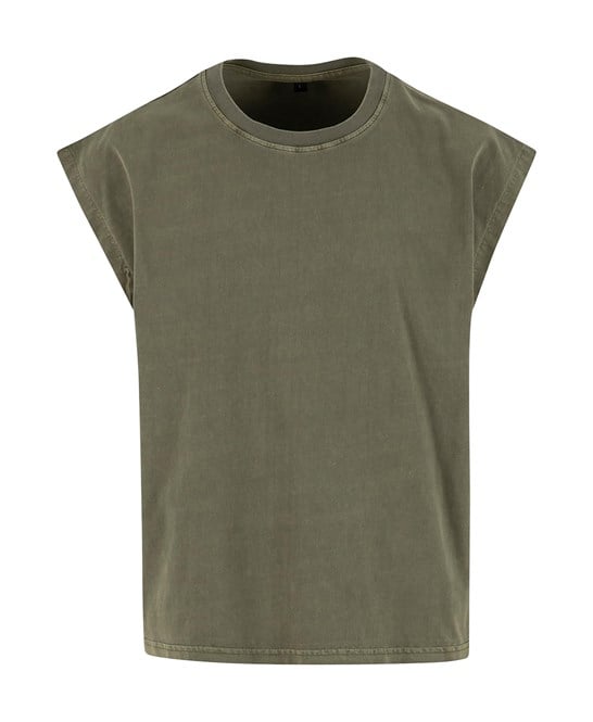 Build Your Brand BY436 Vintage Cropped Heavy Sleeveless Tee