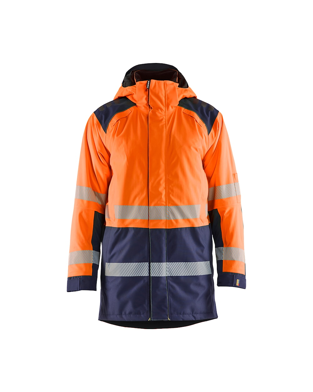 Blaklader Winter Parka Hi-Vis 4457 #colour_orange-navy-blue