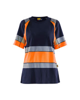 Blaklader Women's Hi-Vis T-Shirt 3410 #colour_navy-blue-orange