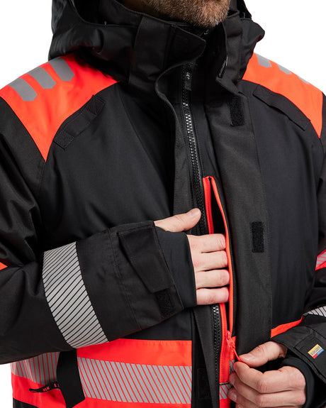 Blaklader Winter Parka Hi-Vis 4485 #colour_black-red-hi-vis