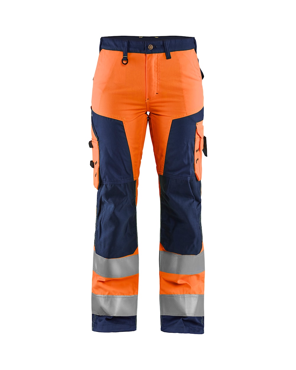 Blaklader Women's Hi-Vis Trousers without Nail Pockets 7155 #colour_orange-navy-blue