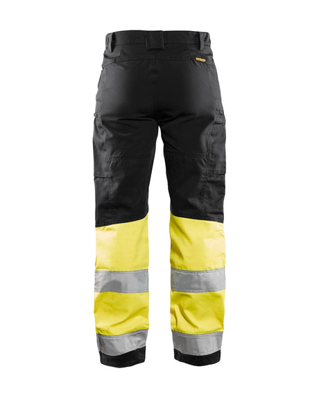 Blaklader Women's Hi-Vis Trousers with Stretch 7161 #colour_black-hi-vis-yellow