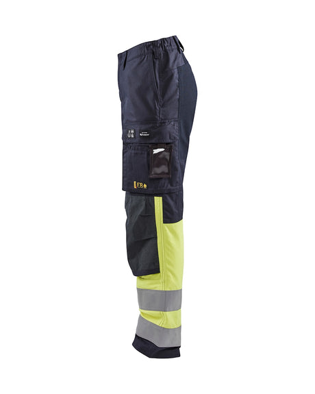 Blaklader Trousers Multinorm Inherent with Stretch Women 7187 #colour_navy-blue-hi-vis-yellow