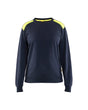 Blaklader Sweatshirt Women 3408 #colour_dark-navy-blue-hi-vis-yellow