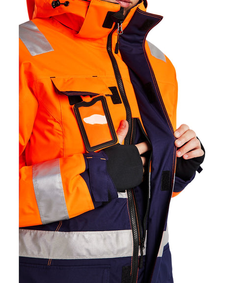 Blaklader Women's Hi-Vis Winter Parka 4472 #colour_orange-navy-blue