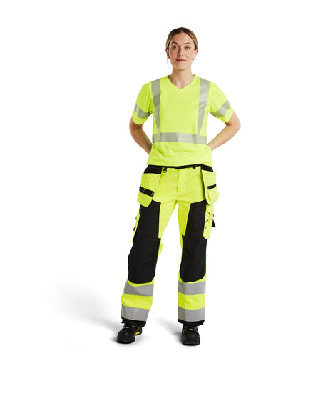 Blaklader Women's Hi-Vis Trousers 7156 #colour_hi-vis-yellow-black