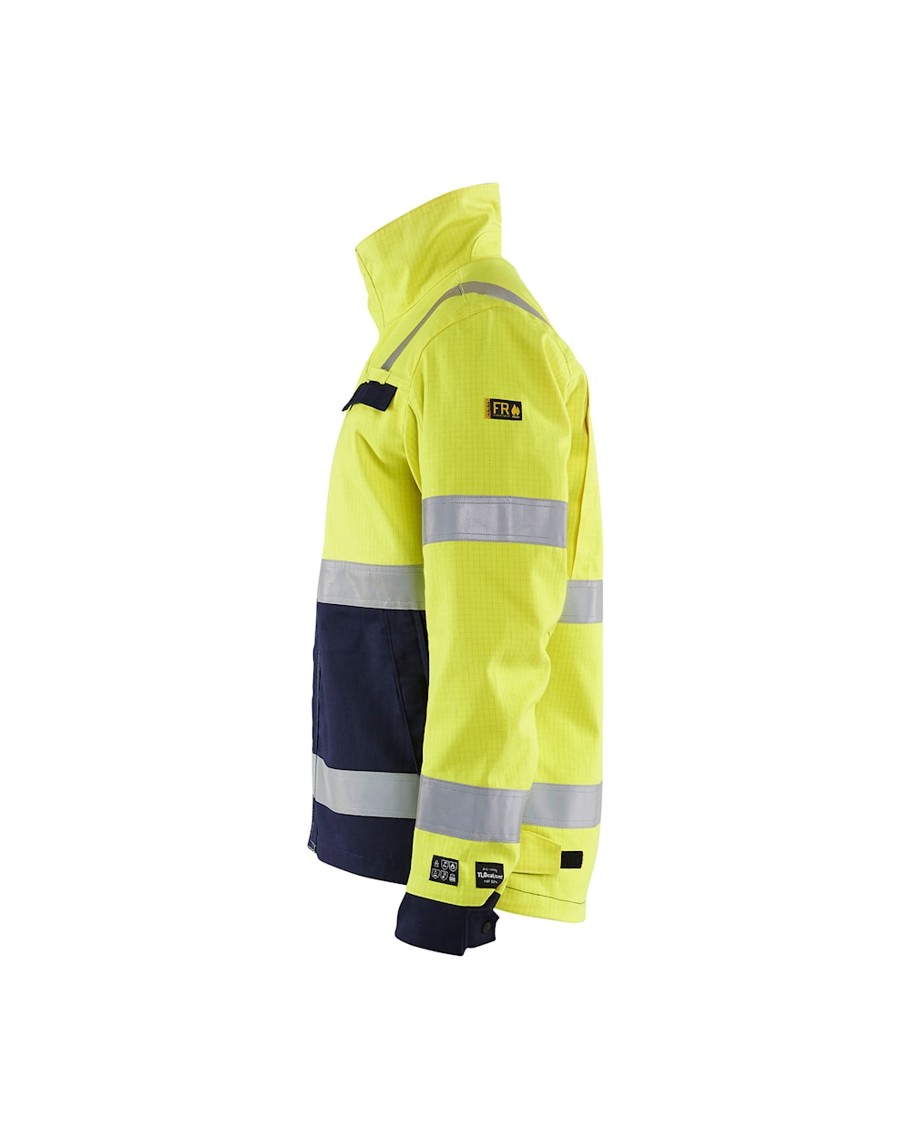 Blaklader Multinorm Jacket 4087 #colour_hi-vis-yellow-navy-blue