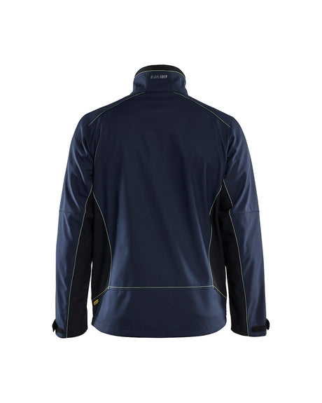 Blaklader Softshell Jacket 4950 #colour_dark-navy-blue-hi-vis-yellow