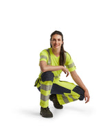 Blaklader Women's Hi-Vis Trousers with Stretch 7163 #colour_hi-vis-yellow-navy-blue