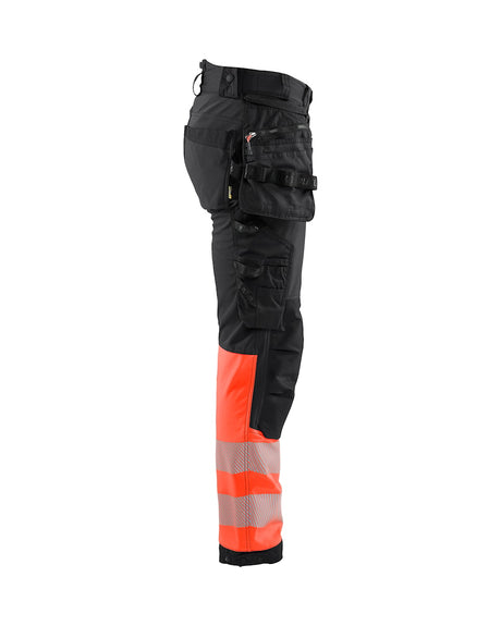 Blaklader Softshell Hi-Vis Trousers 1821 #colour_black-red-hi-vis