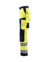 Blaklader Women's Hi-Vis Trousers without Nail Pockets 7155 #colour_hi-vis-yellow-navy-blue