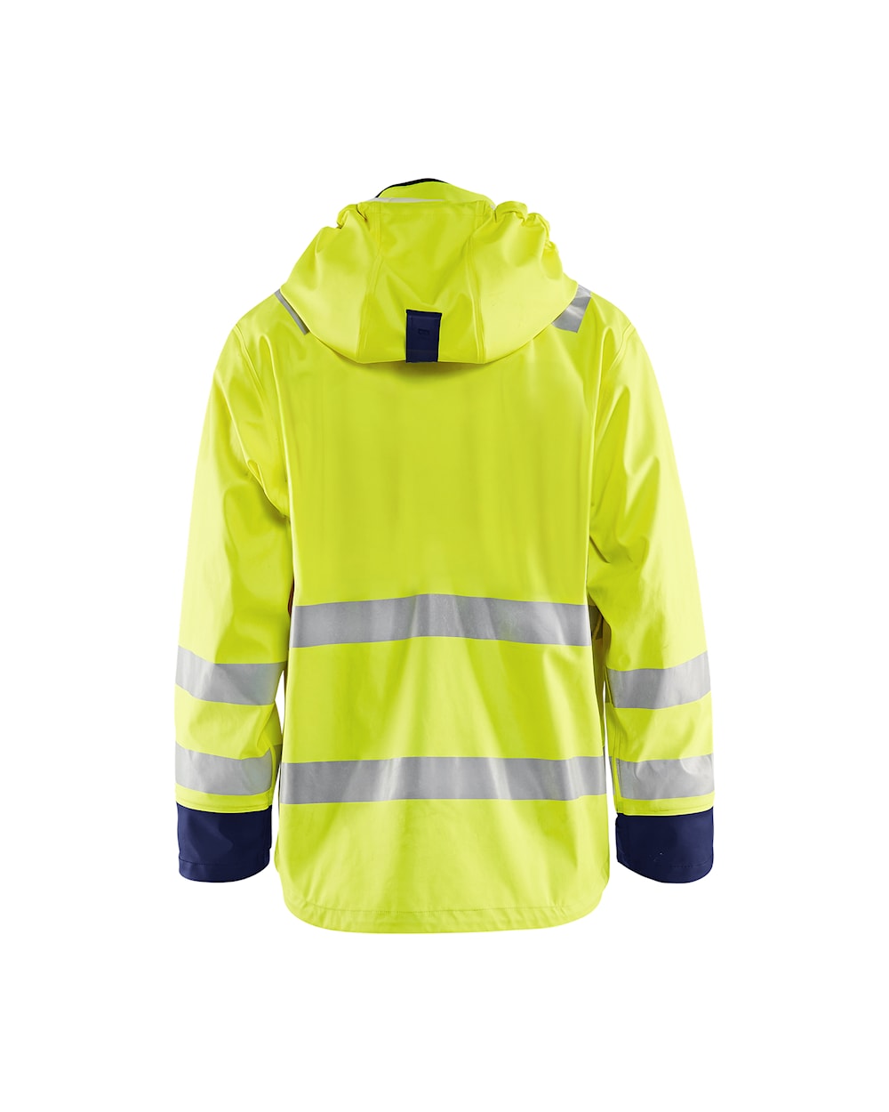 Blaklader Rain Jacket Hi-Vis Level 3 4327 #colour_hi-vis-yellow-navy-blue