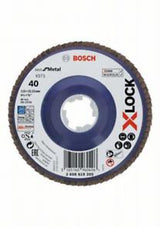 Bosch Professional X-LOCK Flap Discs - Straight Version, Plastic Plate - 115mm - G 40 - X571 - Best for Metal