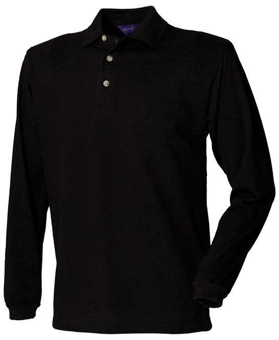 Henbury Long Sleeve Cotton Polo Shirt