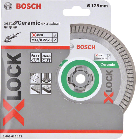 Bosch Professional X-LOCK Ceramic Extraclean Turbo Diamond Cutting Disc - 125x22.23x1.4x7 mm - Best for Ceramic