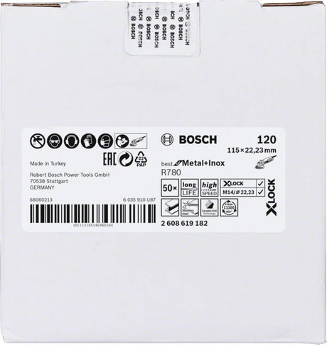 Bosch Professional X-LOCK Fibre Disc R780 - Best for Metal + Inox - 115 x 22.23 mm, G120