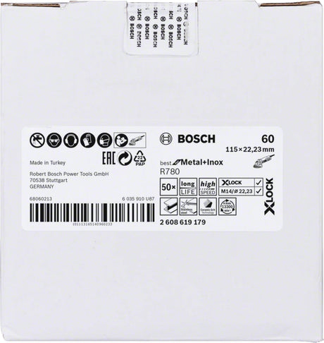 Bosch Professional X-LOCK Fibre Disc R780 - Best for Metal + Inox - 115 x 22.23 mm, G60