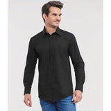 Russell Collection Long Sleeve Polycotton Easycare Fitted Poplin Shirt