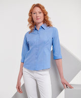 Russell Collection Women's ¾ Sleeve Polycotton Easycare Fitted Poplin Shirt