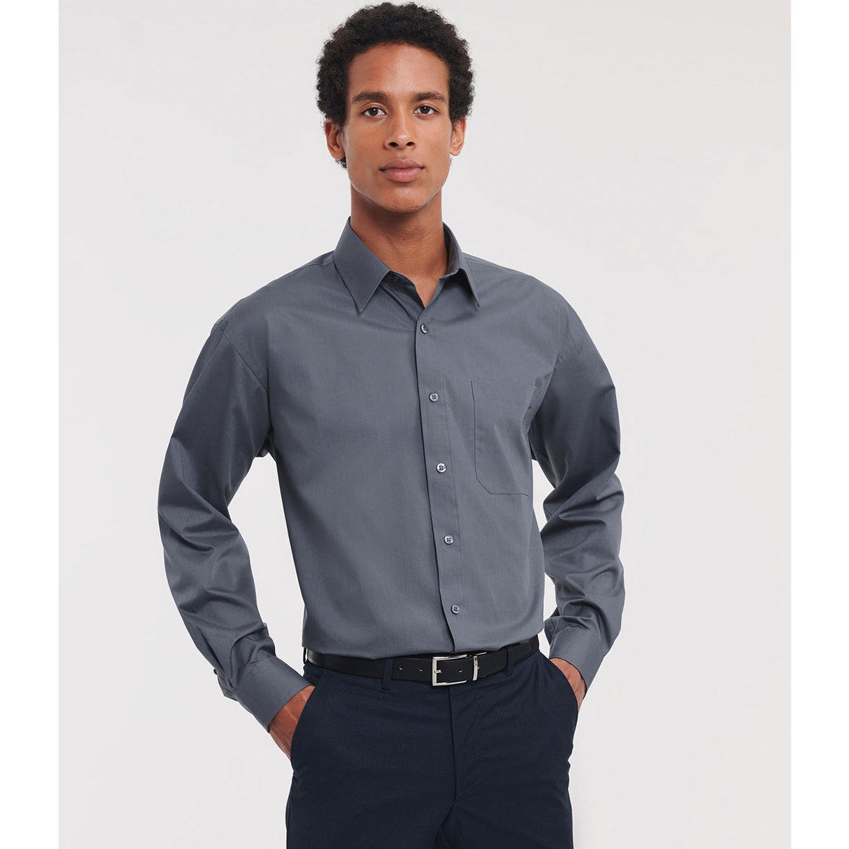 Russell Collection Long Sleeve Polycotton Easycare Poplin Shirt