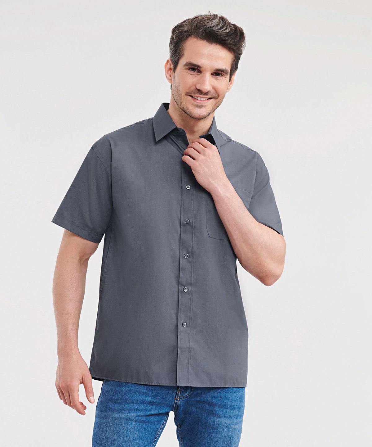 Russell Collection Short Sleeve Polycotton Easycare Poplin Shirt