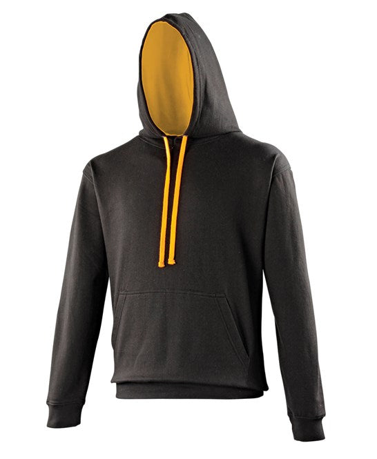 Awdis Just Hoods Varsity Hoodie - Jet Black/Orange Crush*