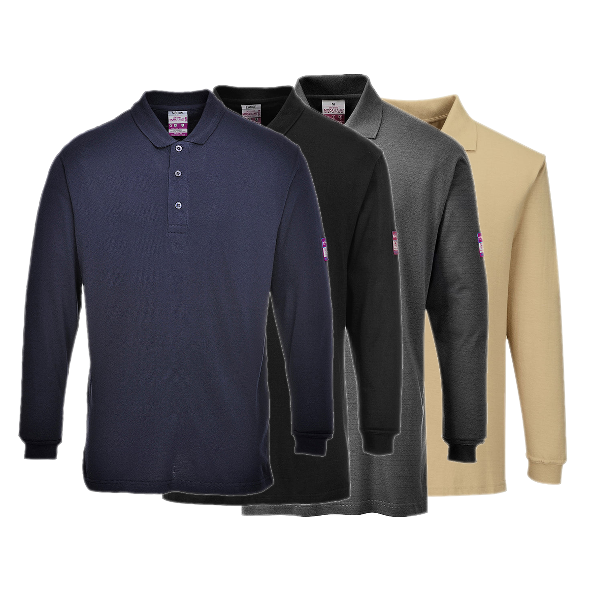 Portwest Flame Resistant Anti-Static Long Sleeve Polo Shirt