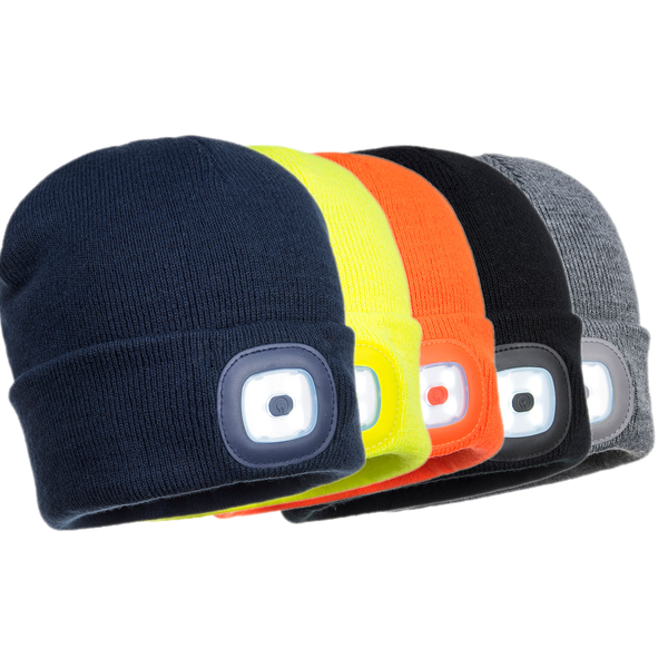 PORTWEST BEANIE LED HEAD LIGHT 8029 黒 Portwest Beanie LED Headlight USB Rechargeable | Tradies