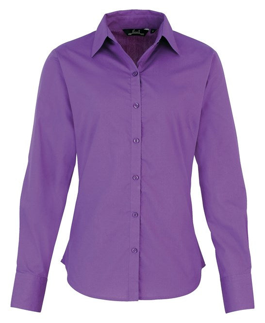 Premier Women's Poplin Long Sleeve Blouse - Rich Violet