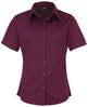 Premier Women's Short Sleeve Poplin Blouse - Aubergine