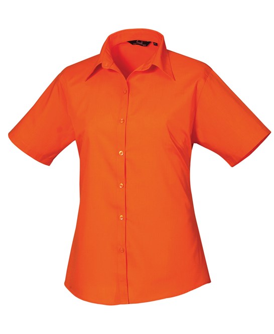 Premier Women's Short Sleeve Poplin Blouse - Orange