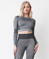 Tombo Women's Seamless Panelled Long Sleeve Crop Top