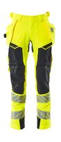 Mascot Accelerate Safe Trousers with Holster Pockets - Hi-Vis Yellow/Dark Navy #colour_hi-vis-yellow-dark-navy